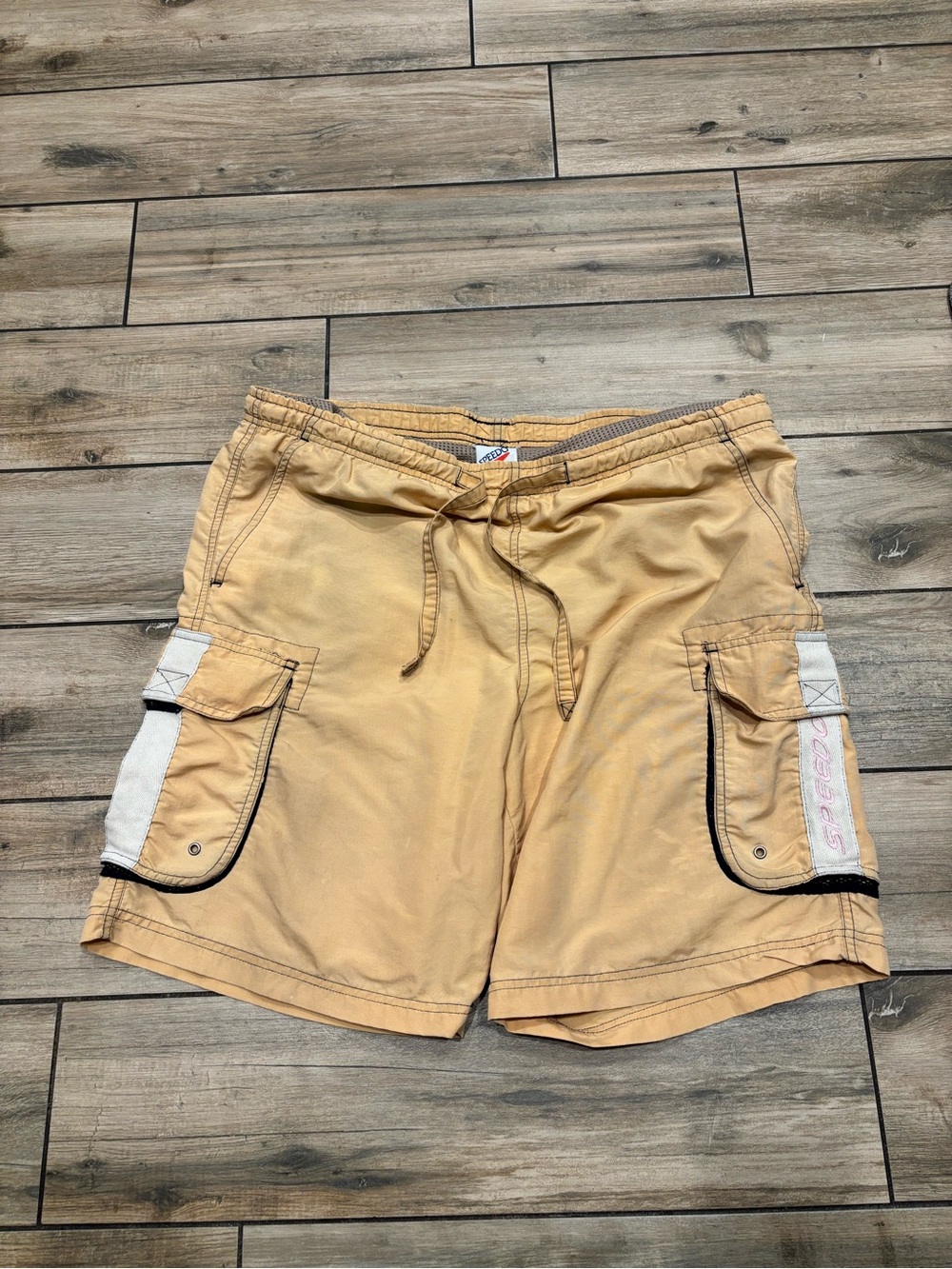 Vintage Speedo Baggy Cargo Boardshorts Tan Khaki Gorpcore Swim Trunks XL